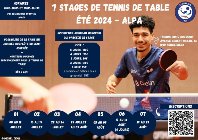 Stages de Tennis de table à l’Alpa – été 2024