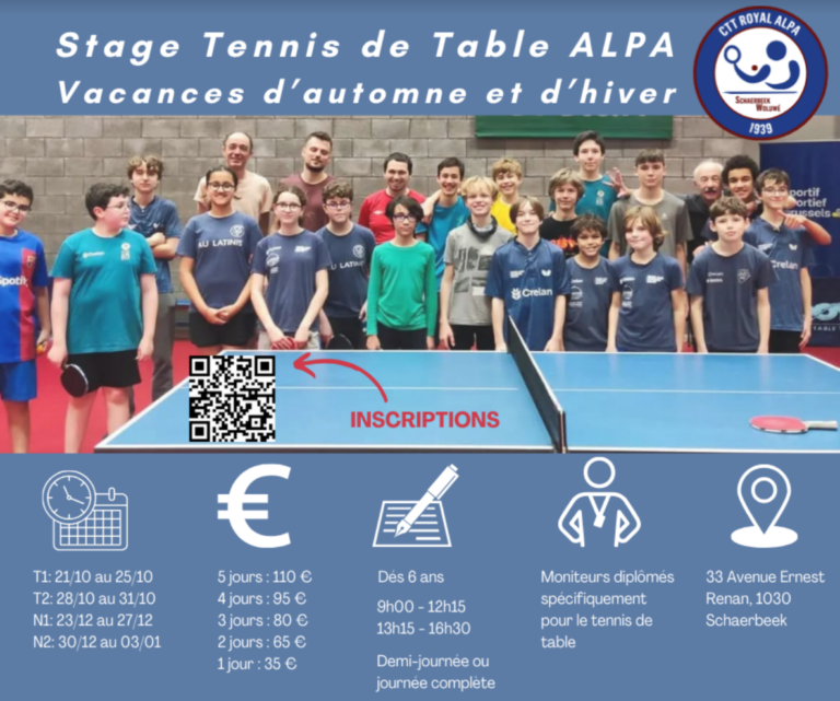 Stages de Tennis de Table à l’Alpa – Vacances d’Automne et d’Hiver